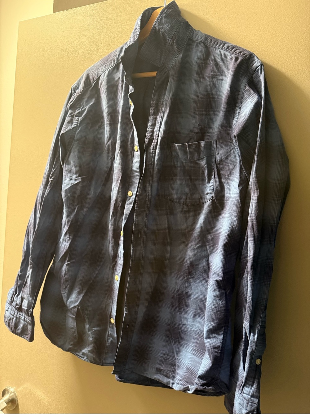 Men's Blue Plaid Button-Up Shirt
